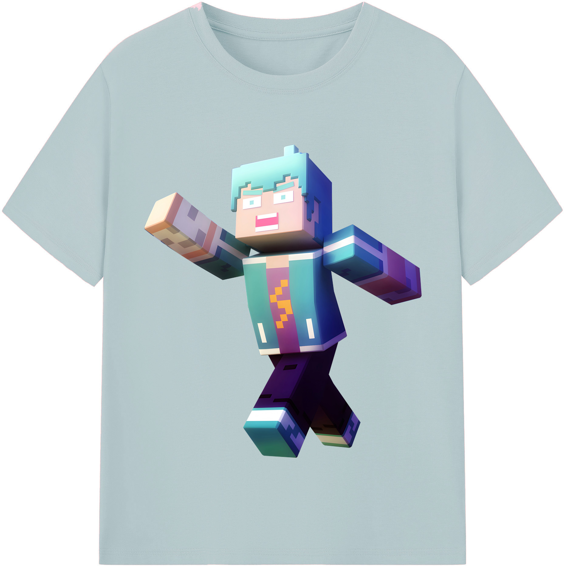 （画像用） マインクラフト ブロックの世界 Minecraft MC Block world 綿100％半袖Tシャツ（フロントプリント）